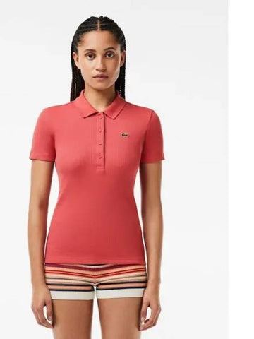 Women s 4 button ribbed polo t shirt DF5377 54G ZV9 Domestic product GQ2N24013021213 - LACOSTE - BALAAN 1