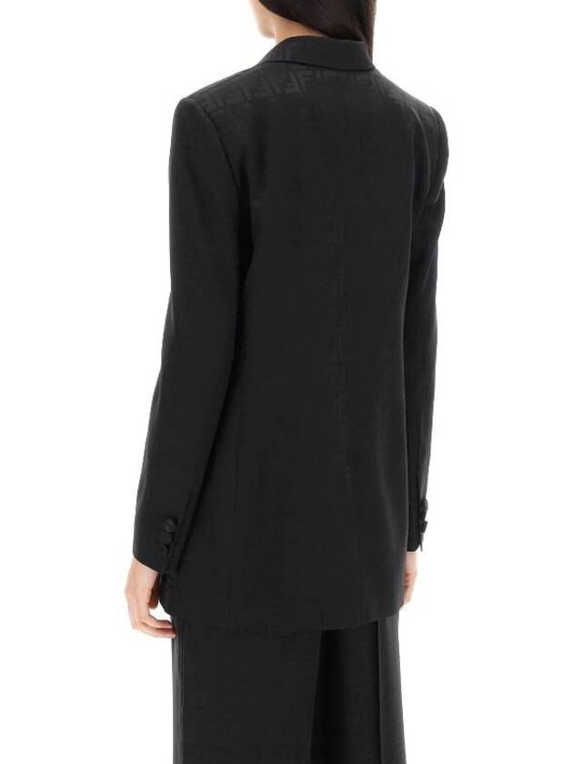 Logo Double Button Blazer Jacket Black - FENDI - BALAAN 4