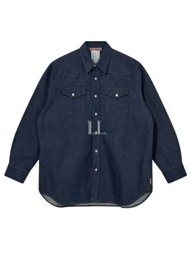 Button Up Denim Long Sleeve Shirt Blue - ACNE STUDIOS - BALAAN 2