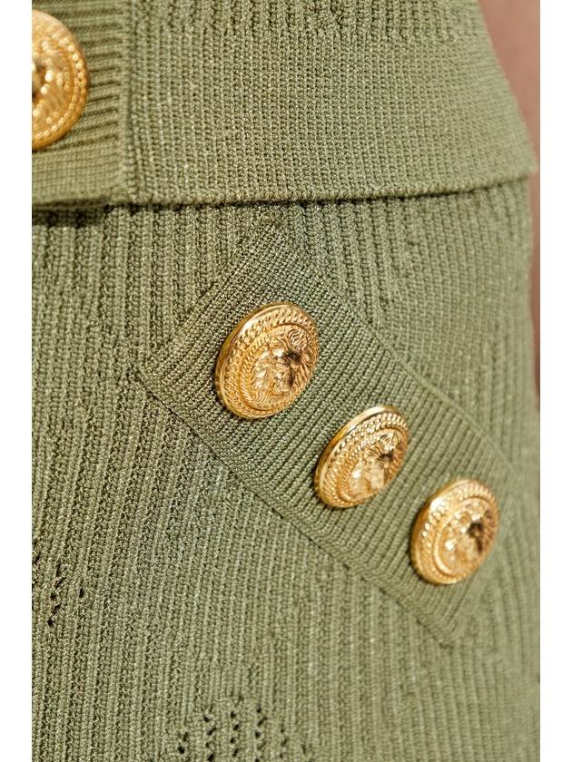 Balmain Skirt With Decorative Buttons, Women's, Green - BALMAIN - BALAAN 5