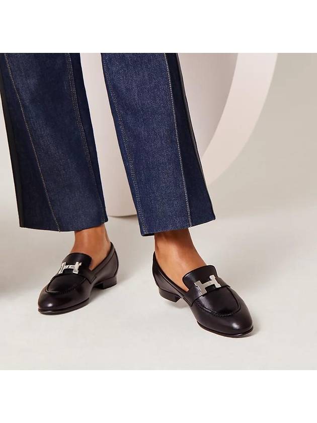 Paris Loafers Goatskin Palladium Noir - HERMES - BALAAN 3