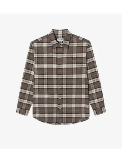 Men s Flannel Big Check Shirt Light Brown - LACOSTE - BALAAN 1