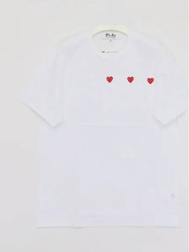 Triple Red Heart Short Sleeve Men s T Shirt P1T3373 WHITE 1043752 - COMME DES GARCONS - BALAAN 1