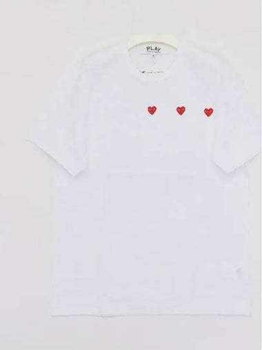 Triple Red Heart Short Sleeve T Shirt P1T3373 WHITE 271223 1043752 - COMME DES GARCONS - BALAAN 1