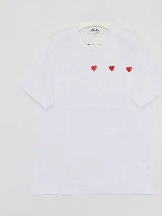 Triple Red Heart Short Sleeve Men s T Shirt P1T3373 WHITE 1043752 - COMME DES GARCONS - BALAAN 1