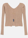 La Maille Pralu Longue Micro Charm Logo Cardigan Light Brown - JACQUEMUS - BALAAN 2