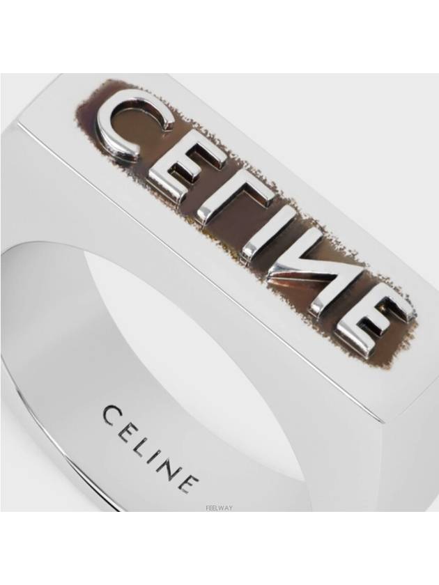 Stamped Logo Ring Silver - CELINE - BALAAN 5