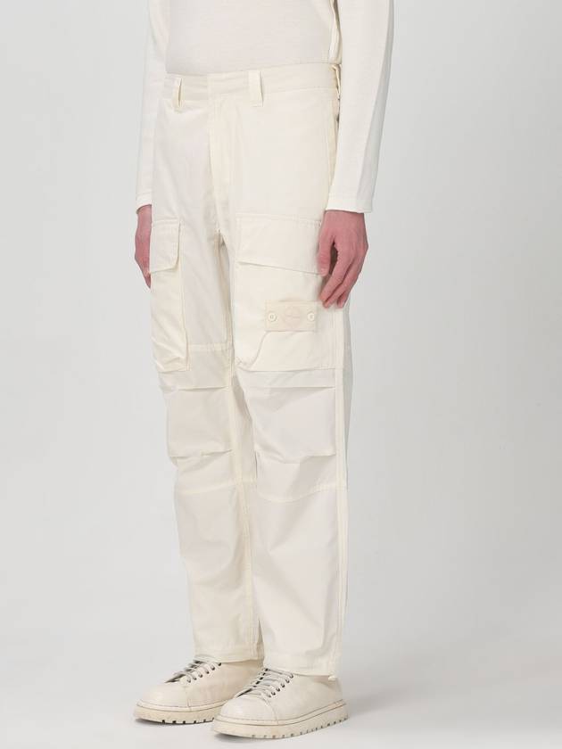 Loose Fit Cargo Cotton Canvas Straight Pants Beige - STONE ISLAND - BALAAN 5