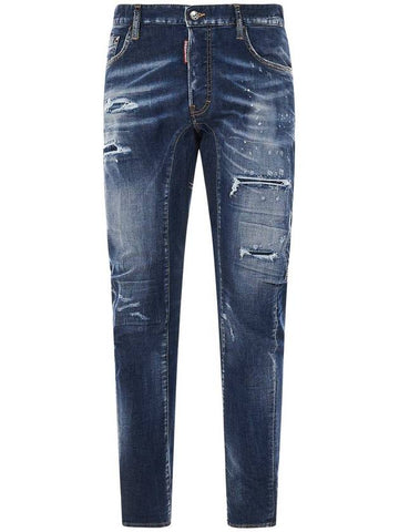 Men's Dark Lip Wash Tidy Biker Jeans Blue - DSQUARED2 - BALAAN 1