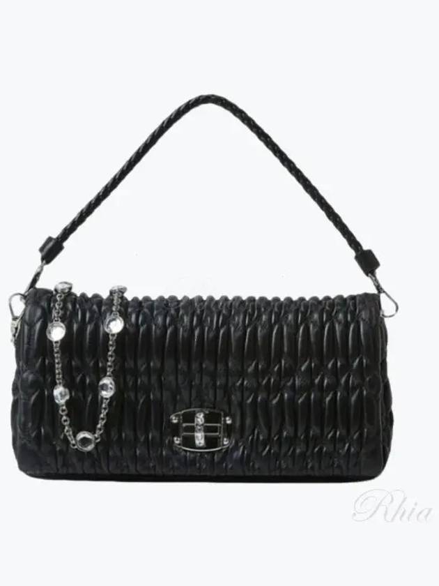 Crystal Cloque Nappa Leather Shoulder Bag Black - MIU MIU - BALAAN 2