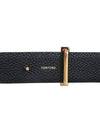 T Logo Reversible Leather Belt Black Brown - TOM FORD - BALAAN 7