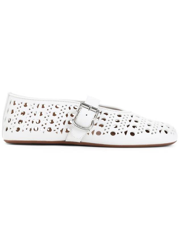 Buckle Laser Cut Leather Mary Jane Flat Whire - ALAIA - BALAAN 2