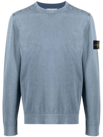 Waffen Patch Cotton Knit Top Blue - STONE ISLAND - BALAAN 1