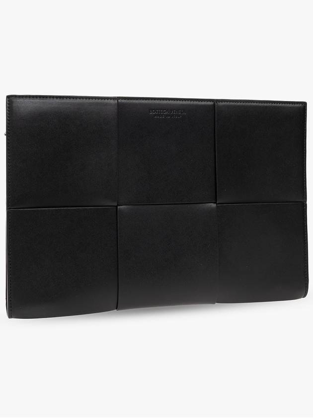 Maxi Intrecciato Leather Clutch Bag Black - BOTTEGA VENETA - BALAAN 5