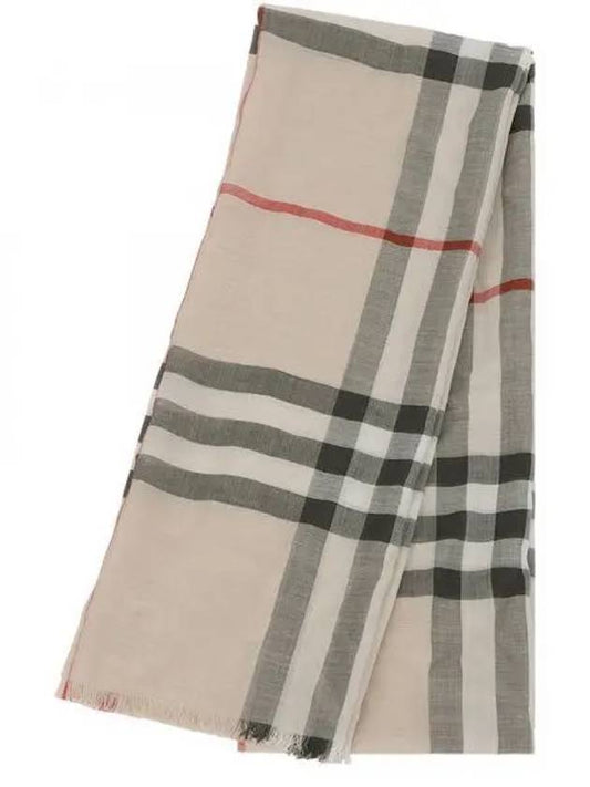 Check Wool Silk Blend Scarf Beige - BURBERRY - BALAAN 2