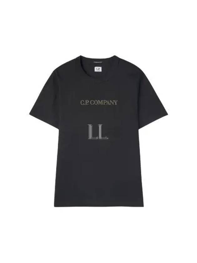 Embroidered Logo Crew Neck Cotton Short Sleeve T-Shirt Black - CP COMPANY - BALAAN 2