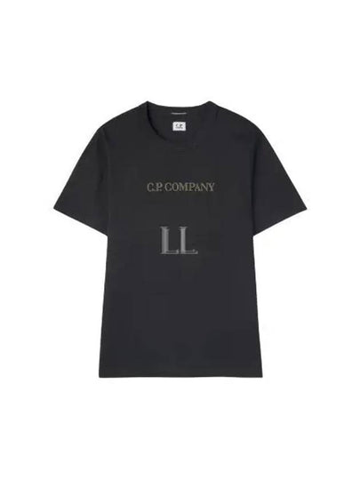 Embroidered Logo Crew Neck Cotton Short Sleeve T-Shirt Black - CP COMPANY - BALAAN 2