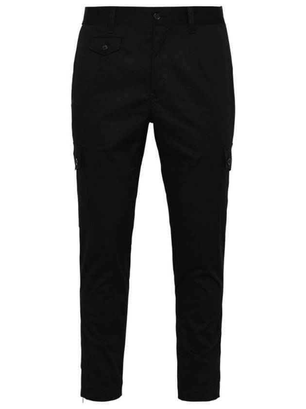 Stretch Cotton Cargo Straight Pants Black - DOLCE&GABBANA - BALAAN 1