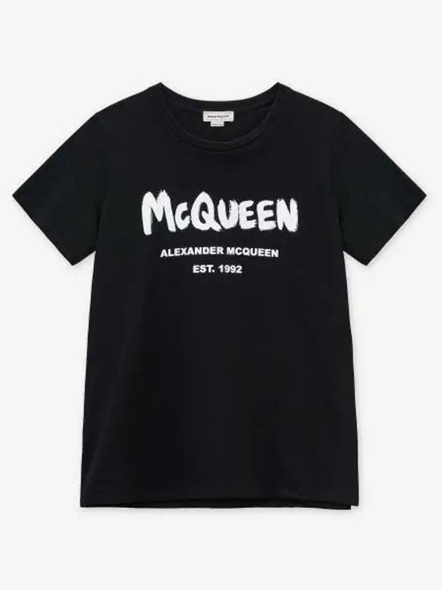 Graffiti logo short sleeve t shirt black 608614520 - ALEXANDER MCQUEEN - BALAAN 1