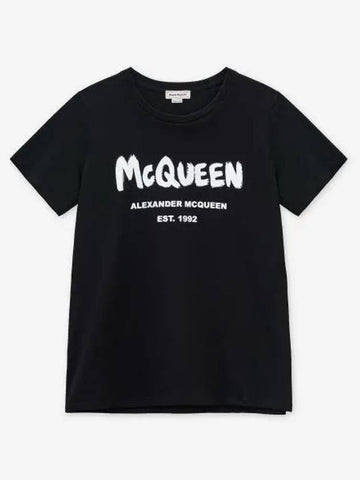 Graffiti logo short sleeve t shirt black 608614520 - ALEXANDER MCQUEEN - BALAAN 1