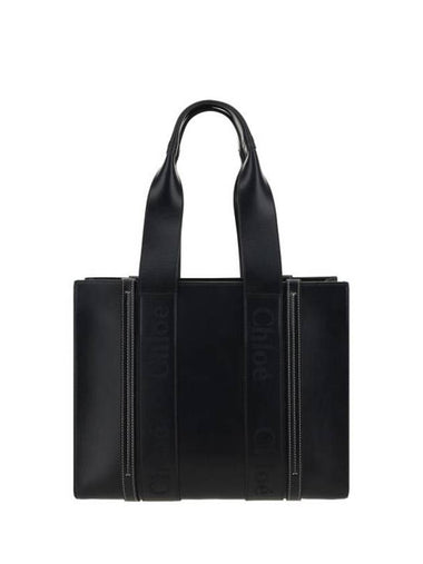 Woody Medium Tote Bag Black - CHLOE - BALAAN 1