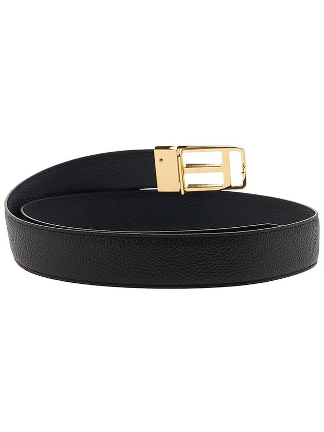 T Buckle Leather Belt Black Brown - TOM FORD - BALAAN 5