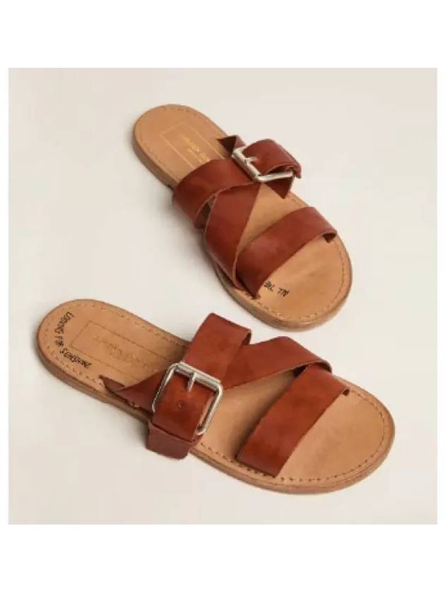 Resin Coated Leather Margaret Flat Sandals Brown - GOLDEN GOOSE - BALAAN 2