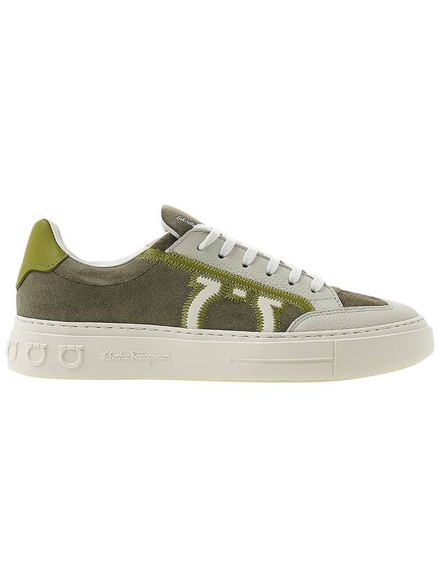 Gancini logo patch sneakers BORG5 OLIVO BUS SUEDE 0757669 - SALVATORE FERRAGAMO - BALAAN 2