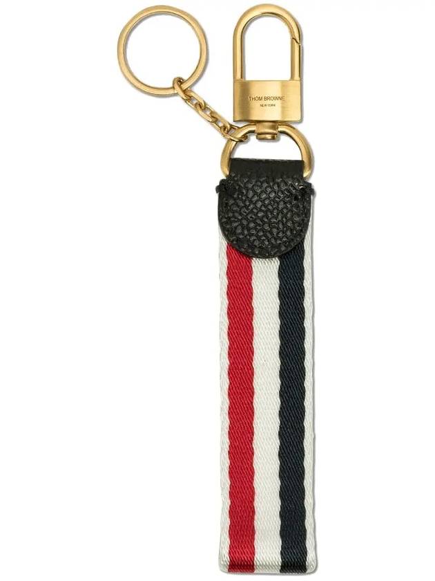 Tricolor striped strap lanyard goldtone key holder key ring - THOM BROWNE - BALAAN 1