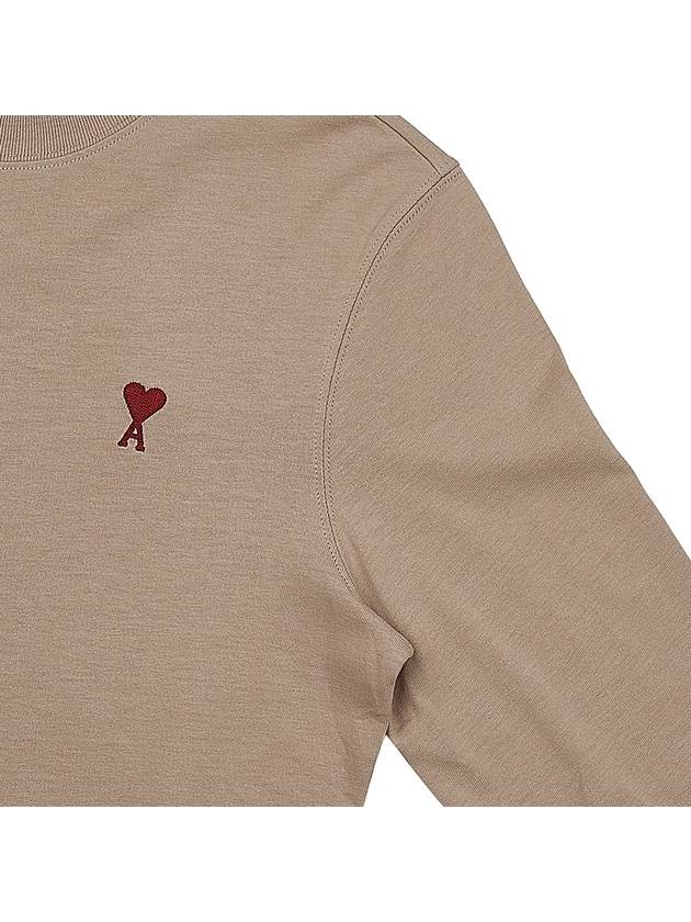 Chain Stitch Heart Logo Long Sleeve T-Shirt Champagne - AMI - BALAAN 5