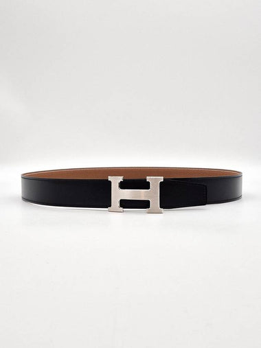 H buckle double sided belt 32mm black gold silver matte H073967CAAA - HERMES - BALAAN 1