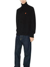 Boke Flower Crest Embroidered Wool Turtleneck Black - KENZO - BALAAN 4