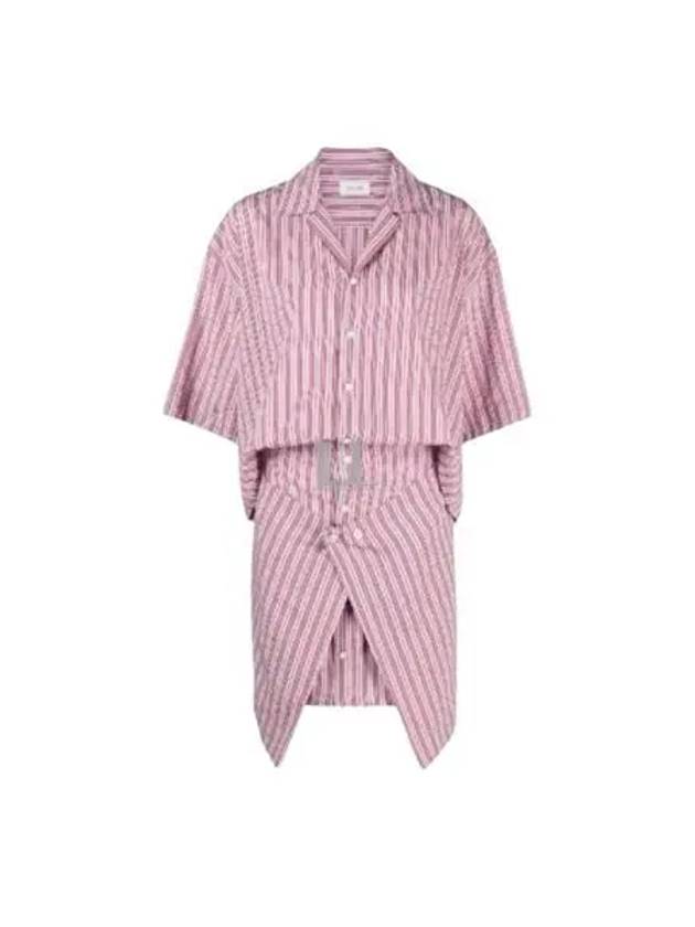 Camp Collar Striped Shirt Short Dress Pink - LEMAIRE - BALAAN 2