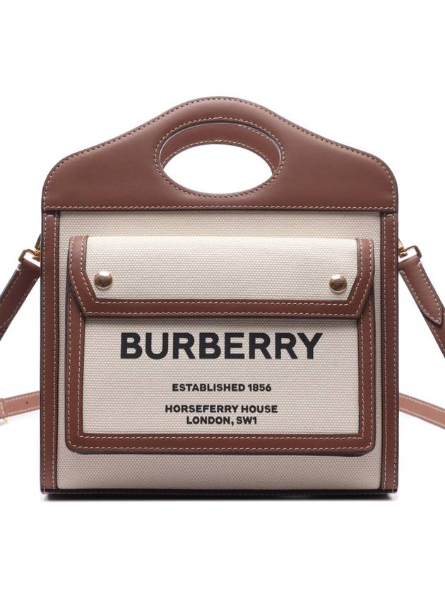 Mini Two-Tone Canvas And Leather Pocket Bag Natural Malt Brown - BURBERRY - BALAAN 2