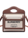 Mini Two-Tone Canvas And Leather Pocket Bag Natural Malt Brown - BURBERRY - BALAAN 3