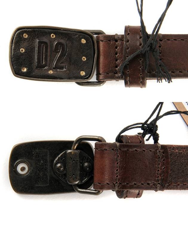 Women's Logo Buckle Leather Belt Brown - DSQUARED2 - BALAAN 7