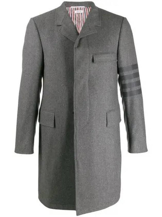 Men's Planal Tonal 4 Bar Wool Cashmere Single Coat Medium Gray - THOM BROWNE - BALAAN 1