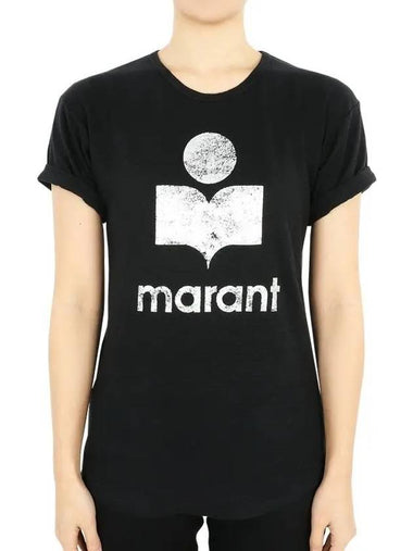 Women's Etoile Coldy Logo Short Sleeve Black Silver TS0004FA A1N10E 01BK - ISABEL MARANT - BALAAN 1