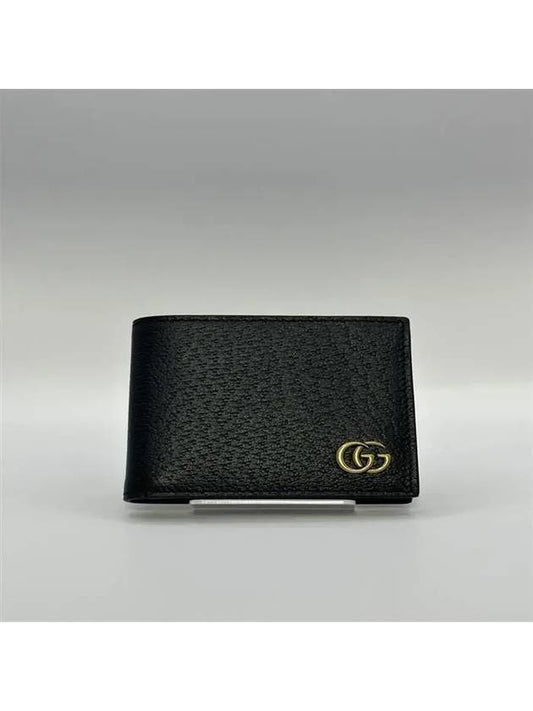 GG Marmont Leather Bi Fold Wallet Black Gold - GUCCI - BALAAN 2