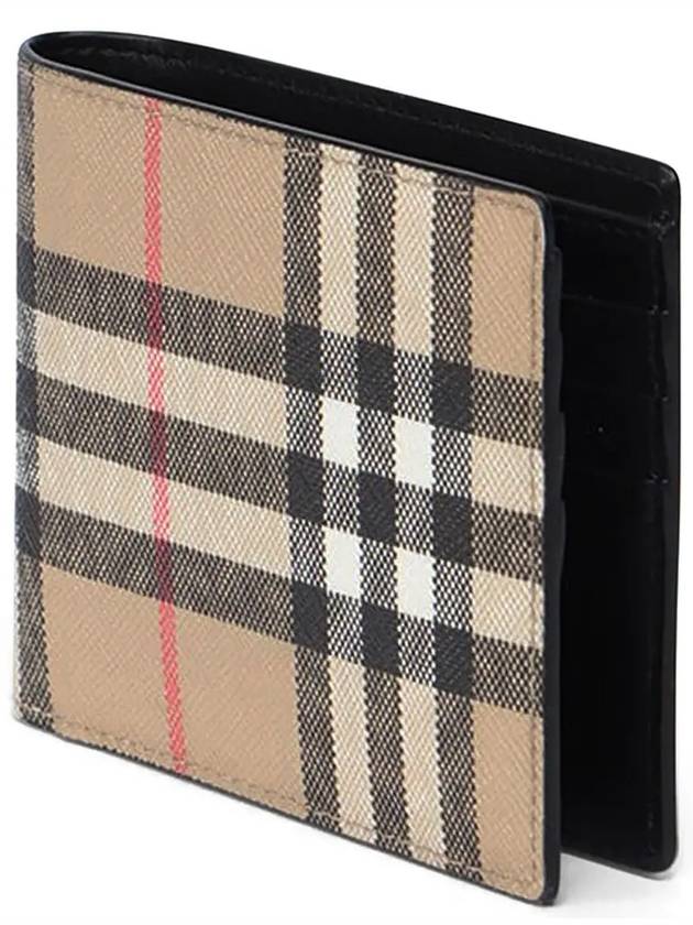 E Canvas Vintage Check Half Wallet Beige - BURBERRY - BALAAN 5