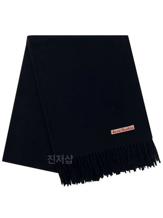 Logo Wool Fringe Scarf Black - ACNE STUDIOS - BALAAN 2