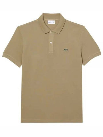 slim fit short sleeve PK shirt beige - LACOSTE - BALAAN.