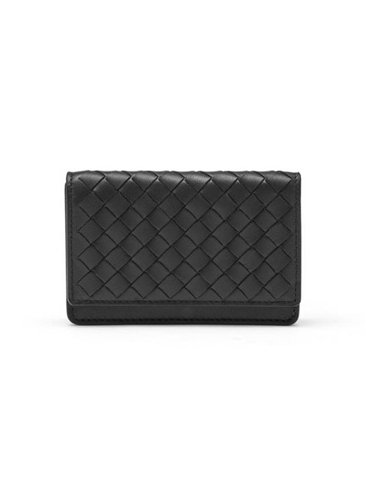 Intrecciato Flap Card Wallet Navy - BOTTEGA VENETA - BALAAN 1