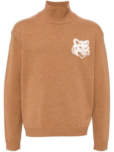 Fox Head Intarsia Comfort High Neck Knit Top Sequoia - MAISON KITSUNE - BALAAN 1