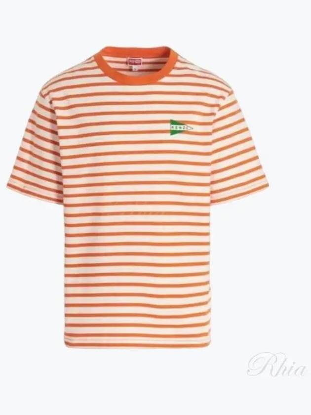 Nautical Stripes Oversized Cotton Short Sleeve T-Shirt Orange - KENZO - BALAAN 2