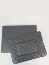 Medium Classic Clutch Bag Caviar Leather & Silver Black - CHANEL - BALAAN 5