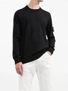 Logo Patch Round Neck Knit Top Black - STONE ISLAND - BALAAN 4