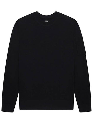 Lens Wappen Crew Neck Knit Top Black - CP COMPANY - BALAAN 1