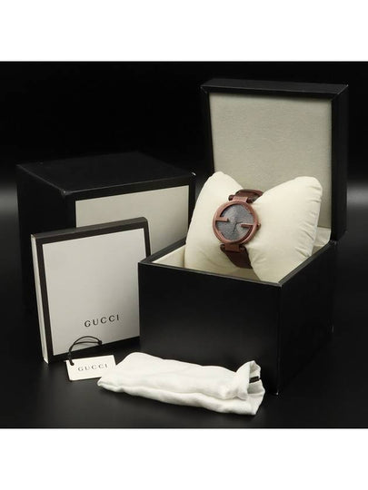 37MM Steel Quartz Interlocking G Unisex Leather Band Watch - GUCCI - BALAAN 2