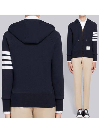 Engineered 4 Bar Diagonal Zip Up Hoodie Navy - THOM BROWNE - BALAAN 2